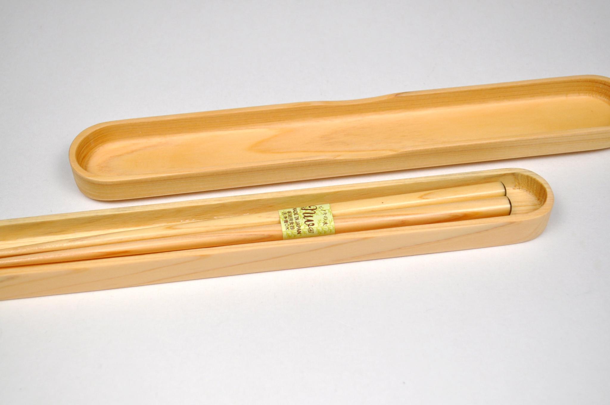 ひのきくりぬき箸箱 大 ・ひのき箸23センチセット　DD-2493 | 2枚目