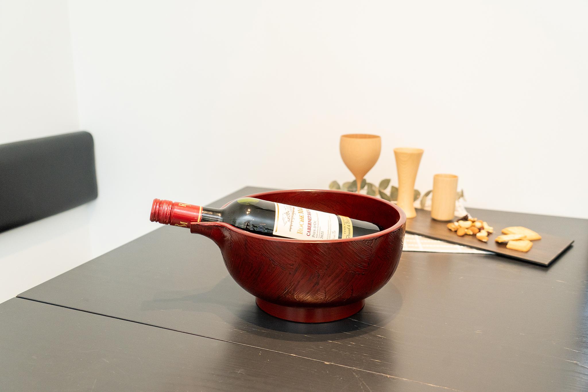 国産山中塗　SH-0168 8.0片口ワインクーラ　錆　根来 | 4枚目